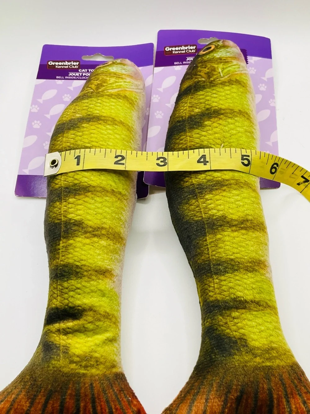 NWT 2pc Cat Toy Set - 10” Green Brown Trout Bass Fish - Bell Sound Play Gifts